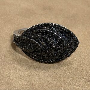 Black Pavé Leaf Cocktail Ring